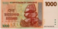 Zimbabwe 1000 2007 UNC P-71